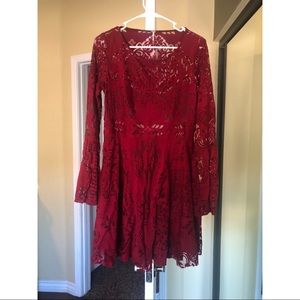 FREE PEOPLE red lace dress